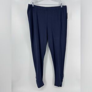 Crown & Ivy Modal Blend Curvy Fit Navy Blue Leggings, Ruched Ankle Detail, NWT